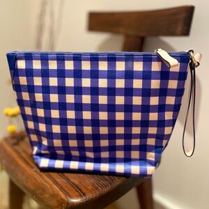 Diane von Furstenberg DVF - Blue + White Gingham Check Wristlet Clutch.